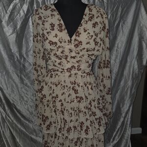 By Together Cream Dress with Brown Floral Print
